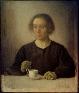 ティーカップのフラウ・デクストラー 作： Vilhelm Hammershoi