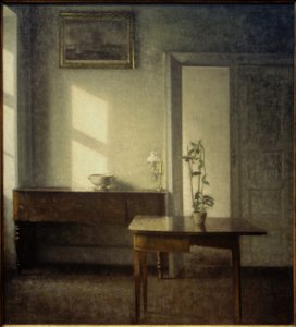 鉢植えのインテリア 作： Vilhelm Hammershoi