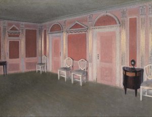 ルイ16世様式の室内。画家の自宅より。ラーベクス・アレ 作： ヴィルヘルムハンマースホイ