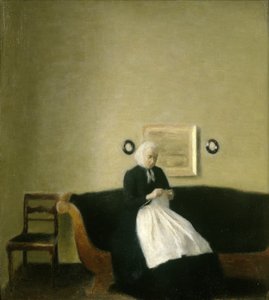 アーティストの母親とのインテリア 作： Vilhelm Hammershoi