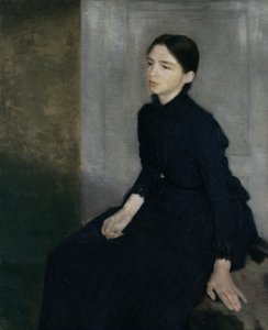 若い女性の肖像、画家の妹アンナ・ハマーショイ 作： Vilhelm Hammershoi