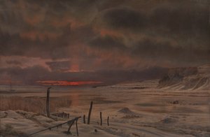 デンマークのフィヨルドによる冬の夜 作： Vilhelm Kyhn