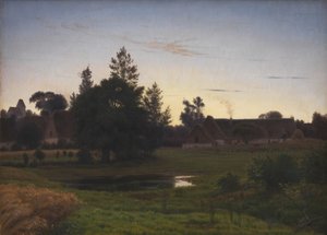 村のはずれの日没後 作： Vilhelm Kyhn