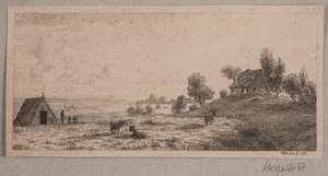 農家と小屋のある風景 作： Vilhelm Kyhn