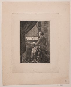 ピアノを弾く画家の妻の肖像 作： Vilhelm Kyhn