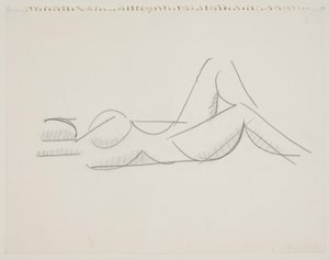 リクライニングした女性モデル、足を右に向ける 作： Vilhelm Lundstrøm