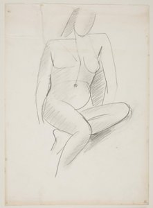 座っている女性、正面から見てやや右、片足をもう一方の下に伸ばしている 作： Vilhelm Lundstrøm