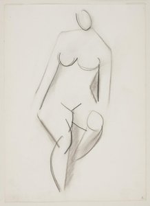 正面から見た座っている裸の女性 作： Vilhelm Lundstrøm