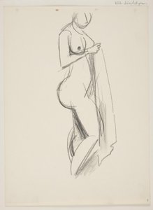 立っている裸の女性、横顔右、ドレープを手に 作： Vilhelm Lundstrøm