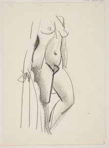 立っているヌードの女性、右向き、ドレープを手に 作： Vilhelm Lundstrøm