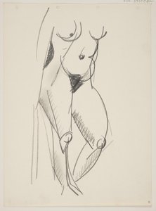 立っているヌードの女性、右向き、ドレープを手に 作： Vilhelm Lundstrøm
