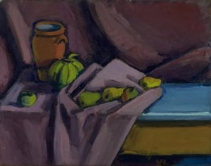 瓶と果物のある静物 作： Vilhelm Lundstrøm
