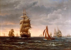 移動する海の船 作： Vilhelm Melbye