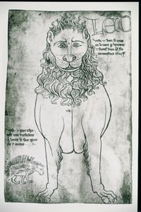 Ms Fr 19093 fol.24vライオンとヤマアラシ（ファクシミリ） 作： Villard de Honnecourt