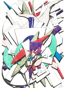 頂上、2017、（紙に色付きのインク） 作： Vincent Alexander Booth