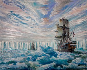 エレバス・アンド・テラー号が南極大陸の氷棚を発見、2020年 作： Vincent Alexander Booth