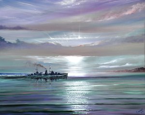 HMSネプチューン、地中海 1941年12月、2019年（油彩・キャンバス