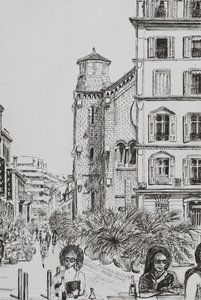 ホテル5とノートルダムカンヌ、2014年（紙にインク） 作： Vincent Alexander Booth