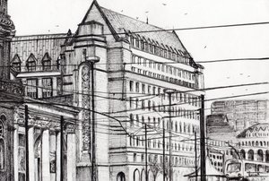 マンチェスター市庁舎、2007年（紙にインク）