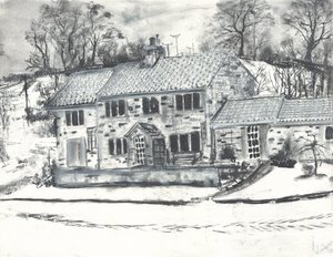 冬の雪の中のOsmotherleyの建物 作： Vincent Alexander Booth