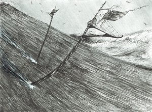 Storm Creators Black Sea、2017年（紙にインク） 作： Vincent Alexander Booth
