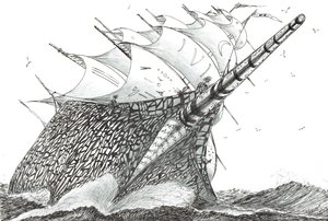 Storm Creators ウェリントン海峡、2023年 （紙にインクと鉛筆） 作： Vincent Alexander Booth