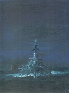USSワシントン、ガダルカナルで霧島をレーダーで照準 1942年、2019年 作： Vincent Alexander Booth