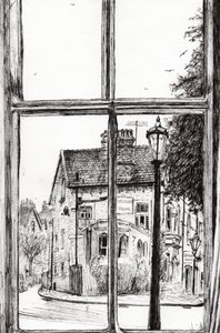 オールドホールホテルバクストンからの眺め、2009年（紙にインク） 作： Vincent Alexander Booth