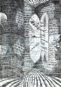 ページ23、フィンドホーンの森の城、2006年（紙にインク） 作： Vincent Alexander Booth