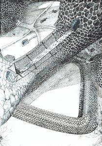 page31、フィンドホーンの森の城、2006年（紙にインク）