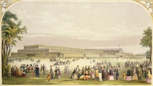素晴らしい展覧会、1851年：建築家ジョセフパクストンによって設計された建物の眺め