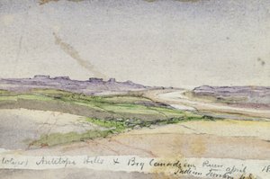 アンテロープヒルズとビッグカナディアンリバー、1869年（紙に水彩） 作： Vincent Colyer