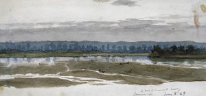 1869年6月8日、ミズーリ川、カンザス州フォートレヴェンワースのホテル（水彩） 作： Vincent Colyer
