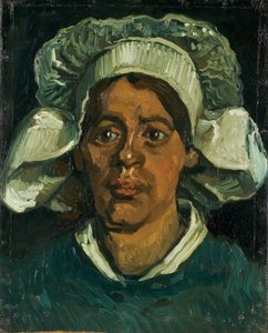 白い頭巾をかぶった農民の女性の頭部、1884～1885年。 作： Vincent van Gogh