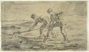 ミレーの後の採掘者、1880年。 作： Vincent van Gogh