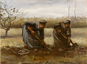 ジャガイモを掘る 2 人の農民の女性、1885 年。 作： Vincent van Gogh
