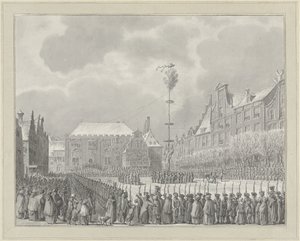 1795 年、ハールレムのマルクト広場での市長制度の廃止 作： Vincent Jansz. van der Vinne