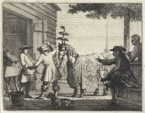 豪華に装飾された馬を持つトレーダー 作： Vincent Laurensz. van der Vinne (II)