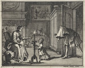 父はインテリアで子供を怖がらせる 作： Vincent Laurensz. van der Vinne (II)