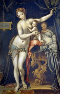 チャリティー・パー・ヴァンサン・セラール（1490-1564）、1555年頃 - 木に油彩 作： Vincent Sellaer