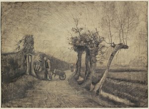 ヌエネンの牧師館庭園裏の道 作： Vincent van Gogh (signed by artist)