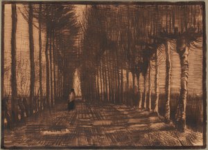 ポラードの白樺とポプラの並木道 作： Vincent van Gogh