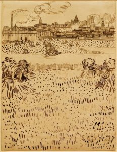 トウモロコシ畑のアルルの眺め 作： Vincent van Gogh