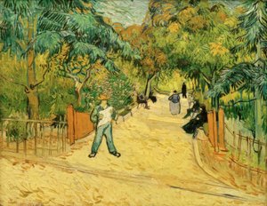 歩行者とアルルの公園への入り口 作： Vincent van Gogh
