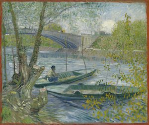 春の釣り、クリシー アニエール橋、1887 年。 作： Vincent van Gogh