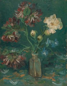 牡丹とデルフィニウムの瓶。 1886 作： Vincent van Gogh