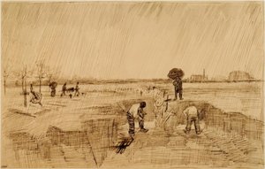 雨の中の墓地 作： Vincent van Gogh