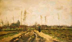 教会と家のある風景 作： Vincent van Gogh