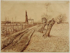 パスとポラードウィローのある風景 作： Vincent van Gogh