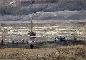 シェベニンゲンの海 par Gogh, Vincent, van (1853-1890).キャンバスに油彩、サイズ：34,5x61